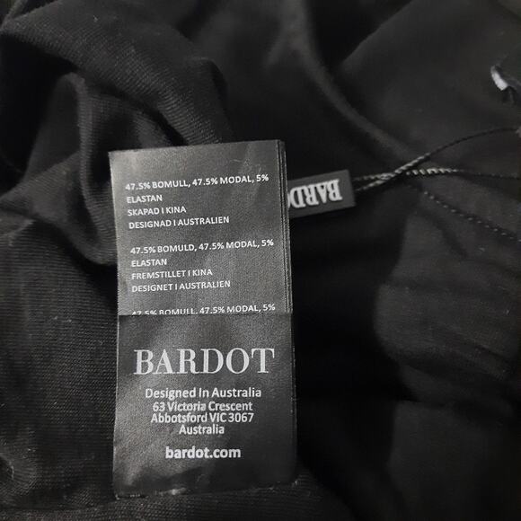 Bardot Bodysuit Top Womens Medium Black Long Sleeve Cut Out Stretch Jersey - Picture 11 of 12